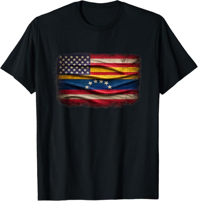 USA Venezuela Fusion Flag Distressed Patriotic Design T-Shirt