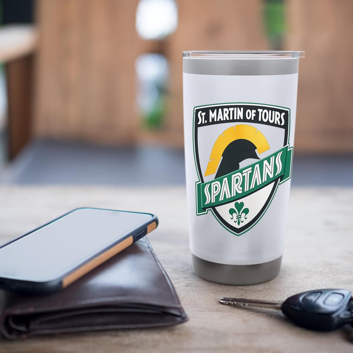 St Martin of Tours Spartans Shield Emblem Design Stainless Steel Insulated Tumbler