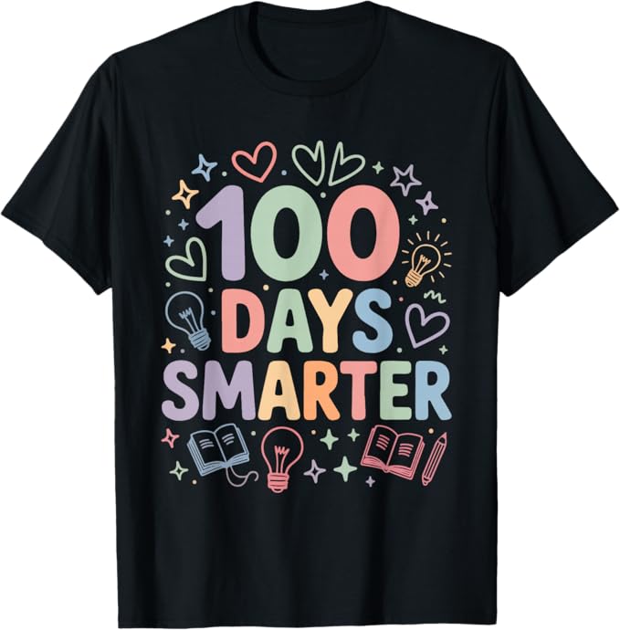 100 Days Smarter Pastel Classroom Milestone Art Design T-Shirt