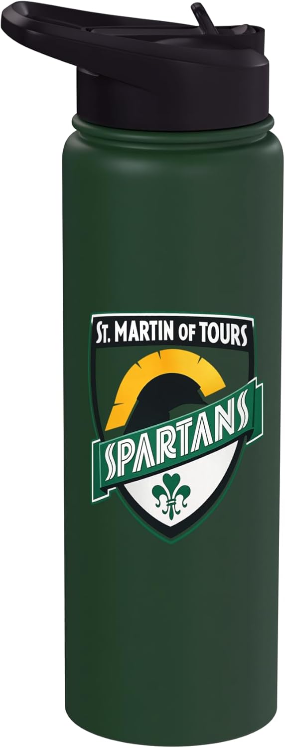 St Martin of Tours Spartans Shield Emblem Design Stainless Steel Insulated Water Bottle
