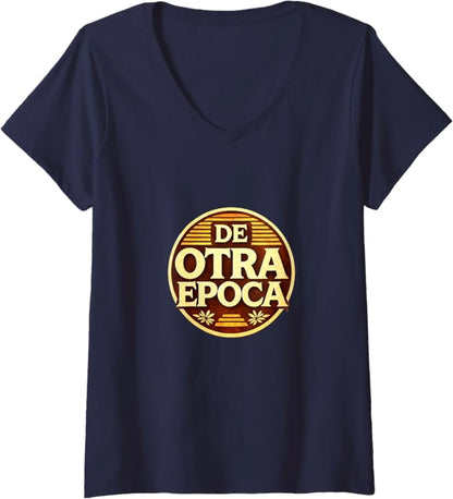 Women's De Otra Epoca Retro Nostalgia Vintage Style Design V-Neck T-Shirt