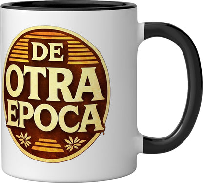 De Otra Epoca Retro Nostalgia Vintage Style Design Ceramic Mug, Black/White