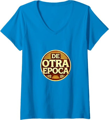 Women's De Otra Epoca Retro Nostalgia Vintage Style Design V-Neck T-Shirt