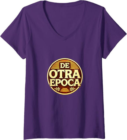 Women's De Otra Epoca Retro Nostalgia Vintage Style Design V-Neck T-Shirt