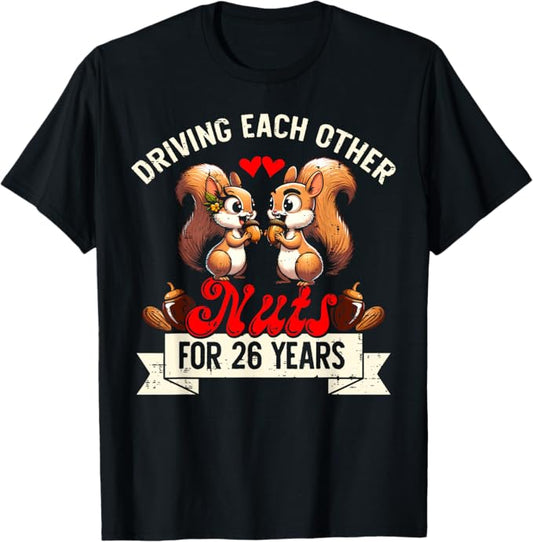 Couples Married 26-Year Funny 26th Wedding Anniversary T-Shirt