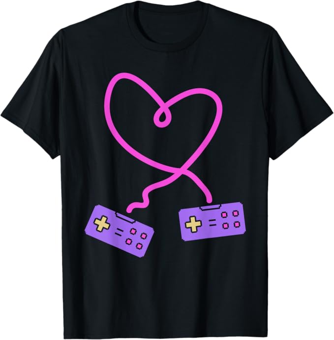 Valentine's Day Gamer Heart Men Women Kids T-Shirt
