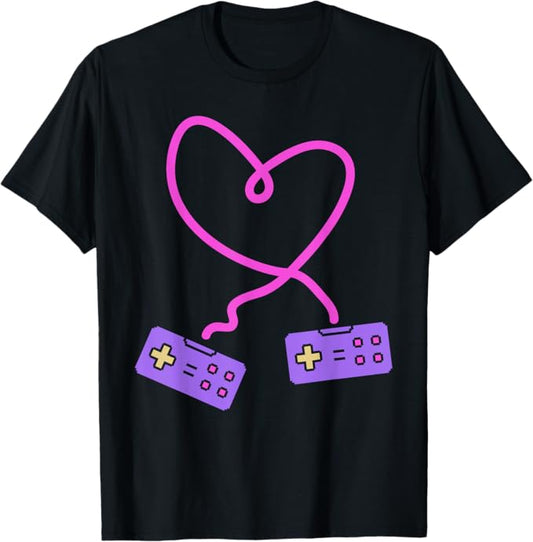 Valentine's Day Gamer Heart Men Women Kids T-Shirt