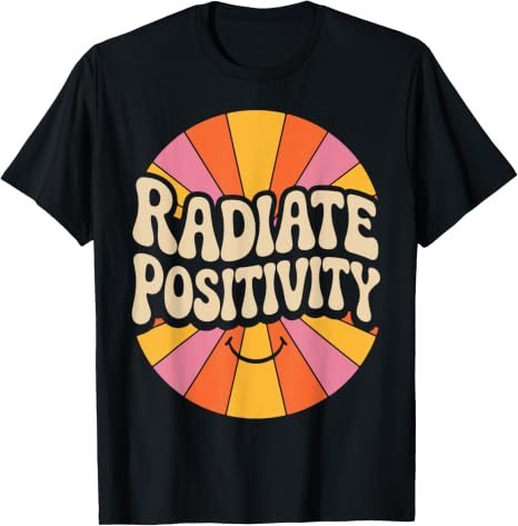 Radiate Positivity Retro Sunshine Smile Design T-Shirt