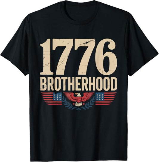 1776 Brotherhood Eagle American Pride Patriotic Design T-Shirt