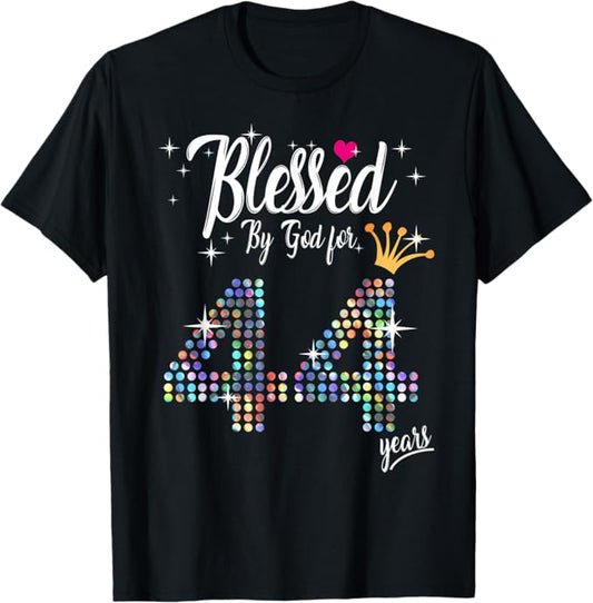 Womens Blessed by God for 44 Years 44th Birthday Anniversary T-Shirt