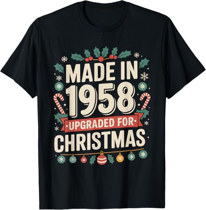 Vintage 1958 Christmas Upgraded Festive Holiday Design T-Shirt