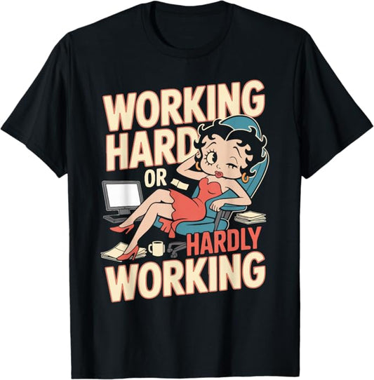 Working Hard or Hardly Working Funny Office Design T-Shirt