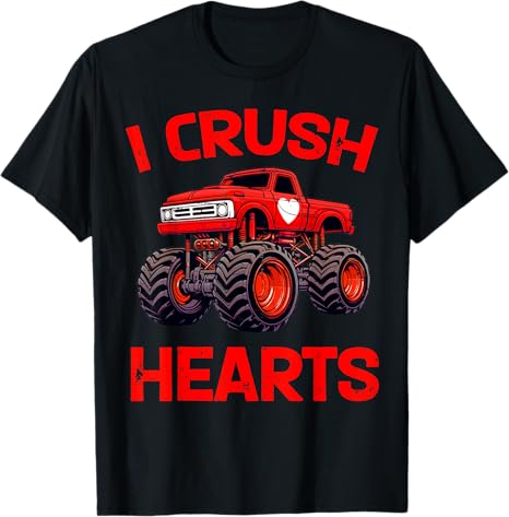 I Crush Hearts Monster Truck Baby Boy Valentines Day Toddler T-Shirt