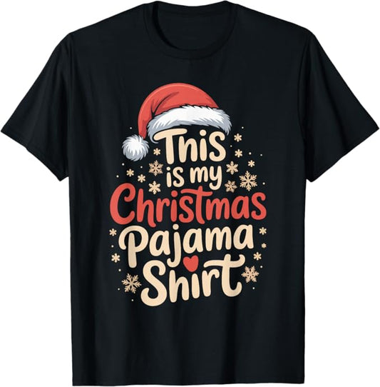 Christmas Pajama Shirt Funny Holiday Santa Hat Design T-Shirt