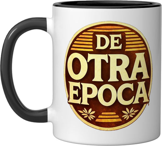 De Otra Epoca Retro Nostalgia Vintage Style Design Ceramic Mug, Black/White