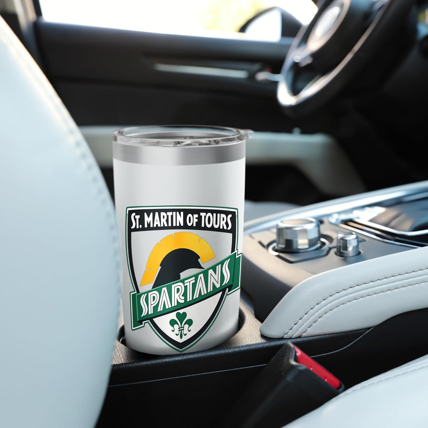 St Martin of Tours Spartans Shield Emblem Design Stainless Steel Insulated Tumbler