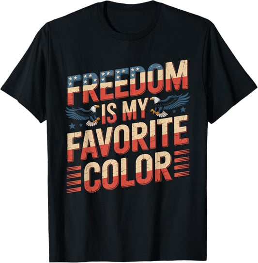 Freedom Design – Patriotic Eagle USA Flag Vintage Style Tee T-Shirt