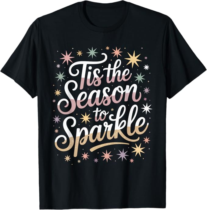 Tis The Season to Sparkle Retro Christmas Style Design T-Shirt