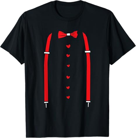 Valentine's Day Red Suspenders And Bow Design Men Women T-Shirt