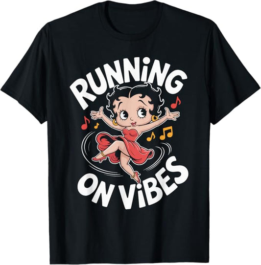 Running on Vibes Funny Vintage Dancing Design T-Shirt
