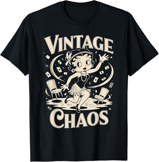 Vintage Chaos Funny Flapper Retro Gambling Design T-Shirt